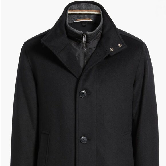 Hugo Boss Wool Cashmere Blend Men’s Car Coat Size US 44 Regular. Black. - Picture 1 of 16